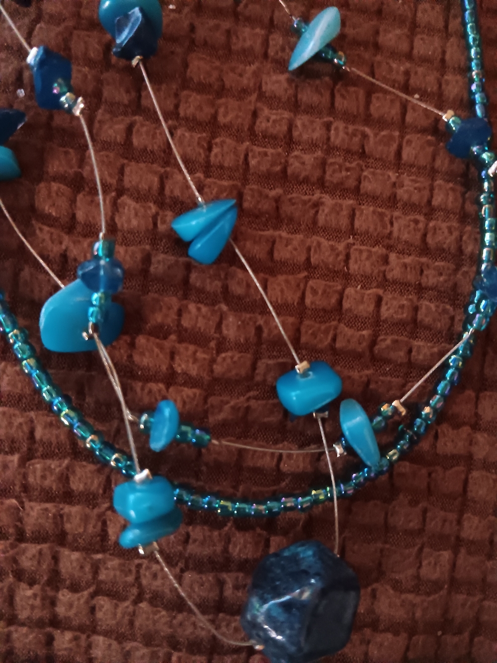 Blue Beaded Layered Necklace - Brand: